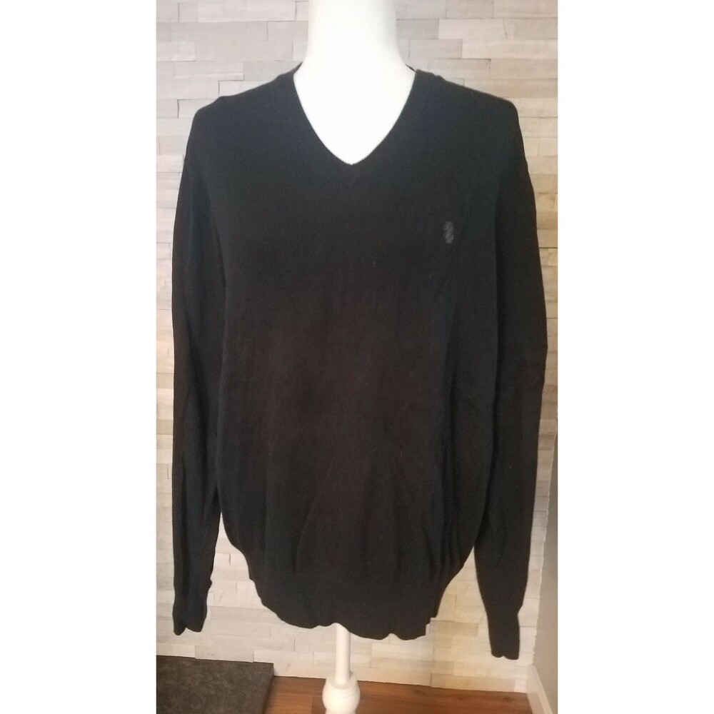 IZOD Sweater Mens Medium Long Sleeve V Neck 100% Cotton Pullover Blue